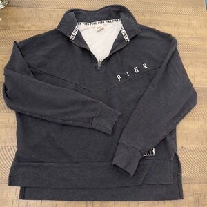 Victoria’s Secret PINK Dark Gray & White Quarter Zip Sweatshirt|Size XS